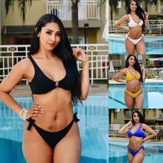 Biquíni Liso com Argola Plus Size Top e Calcinha Fio Duplo Poliamida Moda Praia Verão Cores M-3G