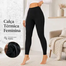 Calça Térmica Feminina Forrada Legging Segunda Pele com Pelinho Botão Inverno Quente Tamanho único