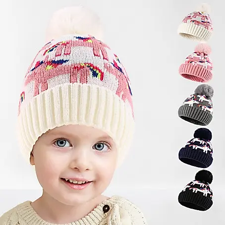 Gorro Touca Infantil Forrada Pelúcia com Pompons Estampada Cores e Modelos Variados Unico