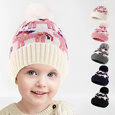 Gorro Touca Infantil Forrada Pelúcia com Pompons Estampada Cores e Modelos Variados Unico