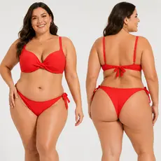 Biquíni Feminino Plus Size 3 Peças Hot Pants Tropical com Bojo 2 Calcinhas M-3G Cores Sortidas