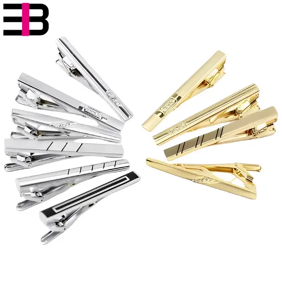 Kit 20 Prendedores de Gravata Slim 4cm Masculino Metal Inoxidável Social Prata Dourado Formal