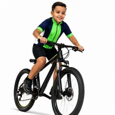 Camiseta Ciclismo Infantil Bike MTB Dry Fit UV30 Zíper Frontal Bolsos