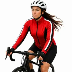 Camisa Ciclismo Feminina Manga Longa Dry Fit UV30+ Bike MTB Zíper Full 3 Bolsos
