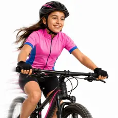 Camisa Ciclismo Infantil Feminina Dry Fit UV30 Bike MTB Zíper Bolsos