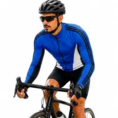Camisa Ciclismo Masculina Manga Longa Dry Fit UV30 Bike MTB Speed Zíper Total 3 Bolsos