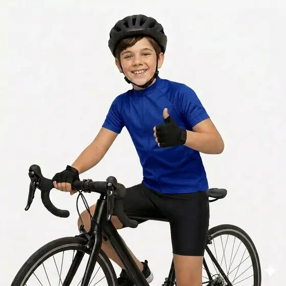 Conjunto Ciclismo Infantil Kit Camiseta e Bermuda Proteção UV MTB Secagem Rápida Menino