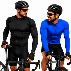 Kit 2 Camisas Ciclismo Masculina Manga Longa Dry Fit MTB Bike Speed Zíper Total UV30+