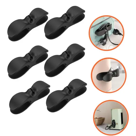 Kit 6 Suporte  Cabo Clipe Universal O Invólucro Cord Organizador Para Cabos De Armazenamento