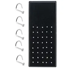 40 Piercing De Nariz Nostril Aço Com Pedra De Strass - Incolor