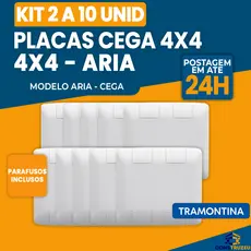 Kit Placa Cega 4x4 Linha Aria Tampo Tomada Eletrica - TRAMONTINA
