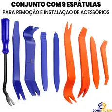 Kit Jogo 9 Espatulas Ferramenta De Nylon Desmontar Painel Forro De Porta Automotiva