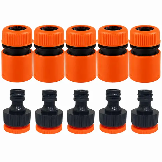 Kit 5 Engate Rápido 1/2 + 5 Adaptador  para Mangueira 3/4 X 1/2 - 10 Peças