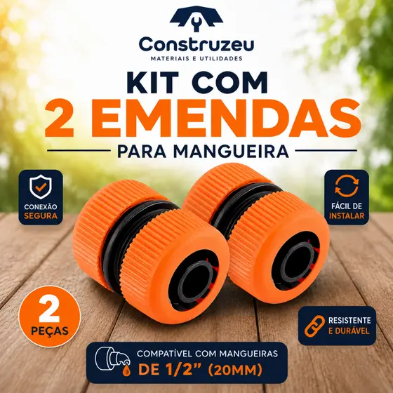 Kit 2 Ligação Reparadora Emenda de Mangueira 1/2 Extensor