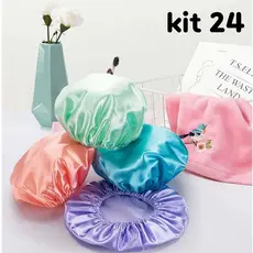 kit 24 unidade touca de cetim anti frizz