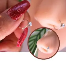 Piercing Argola Com Stras Para Nariz/Cor Prata/Dourado Solitário 1 Unidade