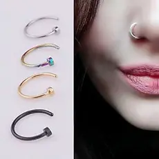 Kit 4 Anel De Nariz Argola Septo Anéis De Aço Inoxidável Nariz Piercing Falso Piercing