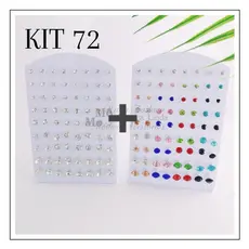 Kit Com 72 Pares de Brincos Ponto de Luz / Tamanho em ordem Crescente