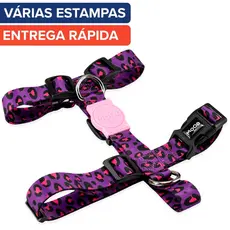 Coleira para Cachorro Cães Peitoral H Passeio Adestramento Várias cores e tamanhos Mood Pet