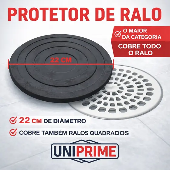 Protetor Tampa Ralo Grande Borracha Contra Mau Cheiro Barata Escorpião 22cm Anti Insetos Uniprime