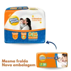 Fralda Descartável Pom Pom Clássica  P DE 3 á 5 KG com 24 Tiras ATACADO BARATO Dia e Noite