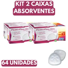 Kit 2 Caixas Absorvente Protetor de Seios Nature Care C/64 UN (Cada CX Com 32 Un) Toque Macio