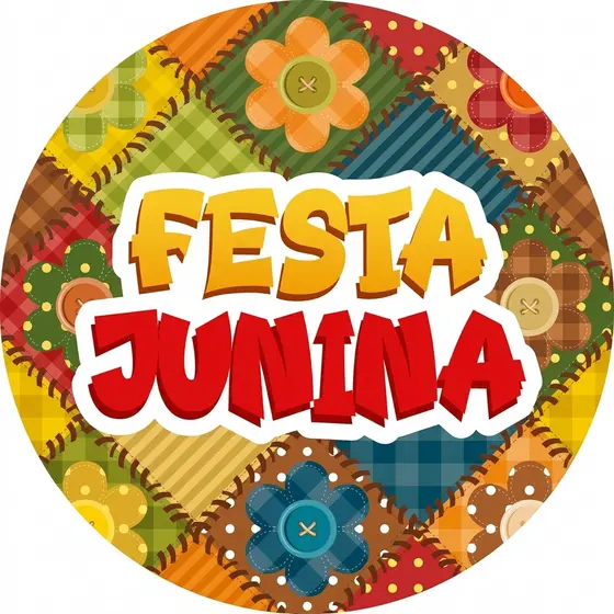 Painel Redondo Arraiá Personalizado 50x50cm – Decoração Festa Arraial