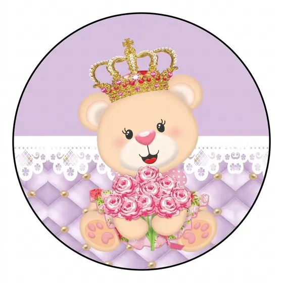 Painel Redondo Chá de Bebê Chá de Fraldas Bebê Ursinho Baloeiro Personalizado 50x50cm – Decoração Chá Revelação