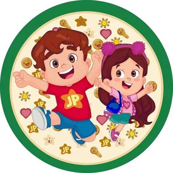 Painel Redondo Maria Clara e JP Tecido Sublimado Vários Modelos Personalizado 50x50cm – Decoração Youtuber Infantil