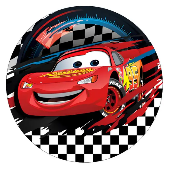 Capa para Painel Redondo Carros McQueen 50x50cm Tecido Sublimado Festa Infantil Aniversário Decoração Premium