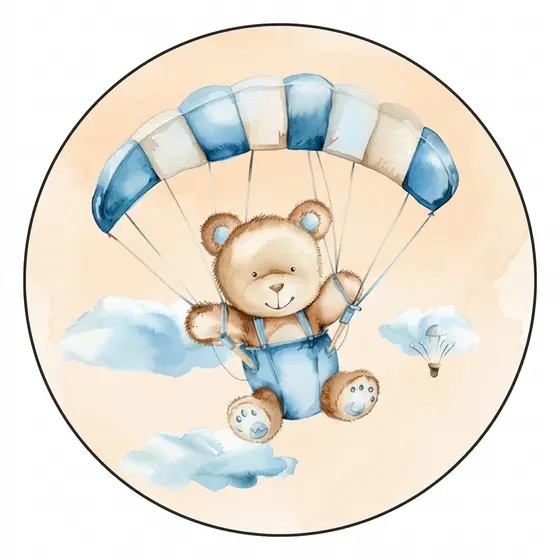 Painel Redondo Chá de Bebê Ursinho Baloeiro Bebê Chá de Fraldas Personalizado 50x50cm – Decoração Chá Revelação