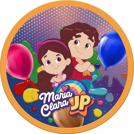 Painel Redondo Maria Clara e JP Vários Modelos Tecido Sublimado Personalizado 50x50cm – Youtuber Infantil Decoração