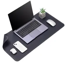 MousePad DeskPad 90x40cm Couro Premium Borda Costurada Antiderrapante Tapete Mesa Gamer Trabalho Estudo Protetor