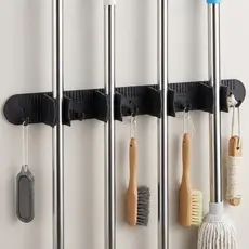 Porta Vassouras Suporte Parede Organizador Multiuso Rodo Mop Esfregão Cabide Ferramentas Ganchos Resistente Cozinha