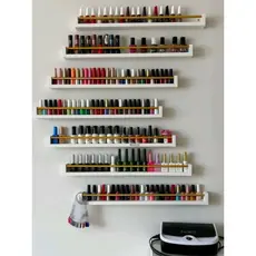 expositor de esmaltes com barra de proteção prateleira de esmaltes suporte de esmaltes