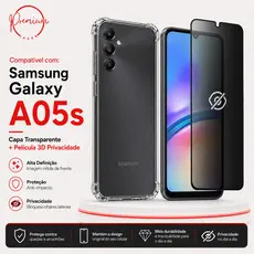 Capa Capinha Anti Impacto Para Galaxy A05s + Película 3D Privacidade