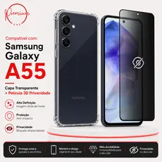 Capa Capinha Anti Impacto Para Galaxy A55 5G + Película 3D Privacidade
