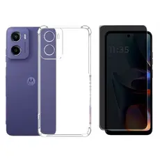 Capa Capinha Anti Impacto Compatível Com Motorola Moto G05 E/OU Película 3D Privacidade Anti Spy Espião