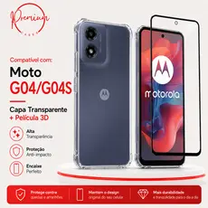 Capa Capinha Anti Impacto Para Moto G04s + Película 3D Vidro Temperado
