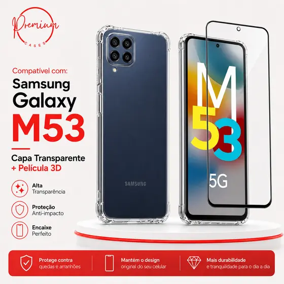 Capa Capinha Anti Impacto Compatível Com Galaxy M53 5G E/OU Película 3D Vidro Temperado