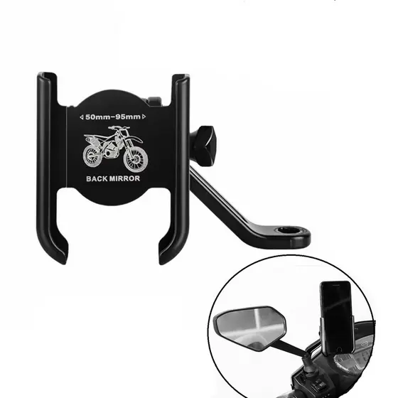 Suporte de Celular para Moto Fixa no Retrovisor Reforçado Alumínio Resistente até 7 Polegadas