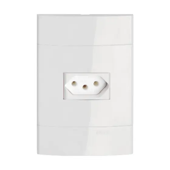 Conjunto 1 Tomada 2P+T Horizontal 10A 250V 4X2 Branco Decor