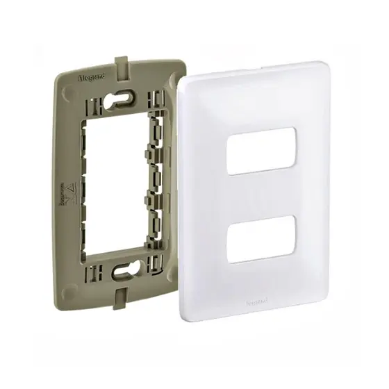 Placa Acabamento 4X2 2 Postos Branco Suporte Zeffia Pial