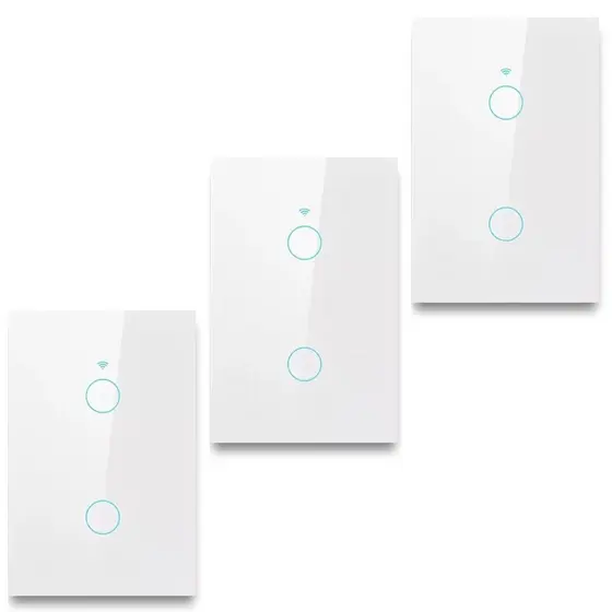 Kit 3 Interruptores Inteligente Smart Wifi Touch 2 Botões 10A Bivolt 4x2 Branco Neo Com Comando Voz Alexa/Google Avant