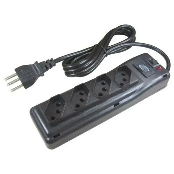 Filtro de Linha Plps 10A 1m 4 Tomadas Bivolt Preto 2P+T Multicraft