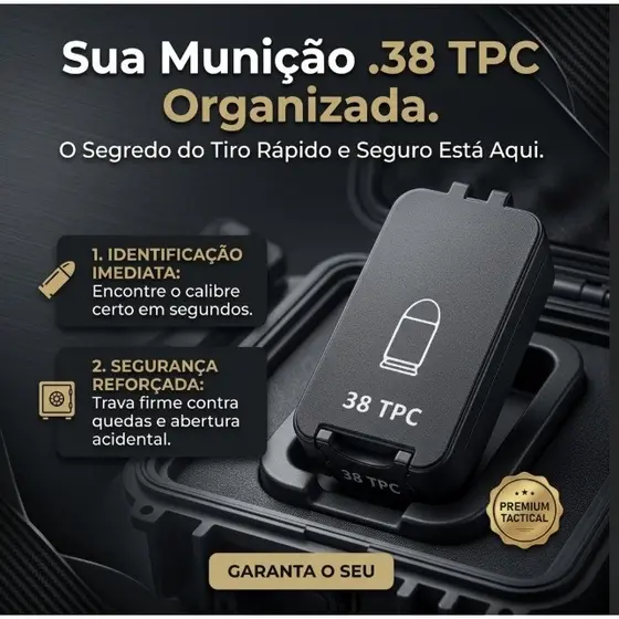 Caixa de Munição .38TPC / .22LR / .40 / 9mm / 7,62 diversos modelos Armazenamento