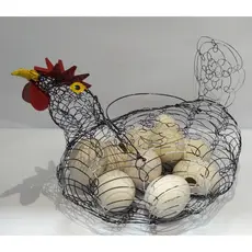 Cesta para Ovos Galinha de Arame preta