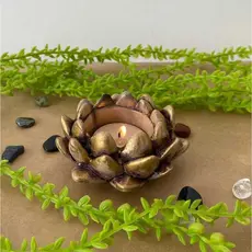 Castiçal Decorativo Flor de Lótus com Vela.