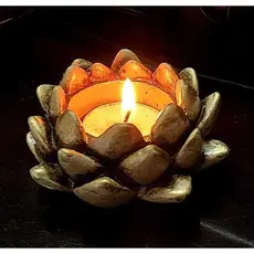 Castiçal Decorativa Flor de Lótus Com Vela