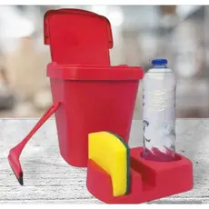 Kit Pia 3 Peças/Porta Detergente/Rodo de Pia/Lixeira 4,8 Litros Vermelho